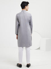 Light Grey Cotton Kurta - ALT-K-049