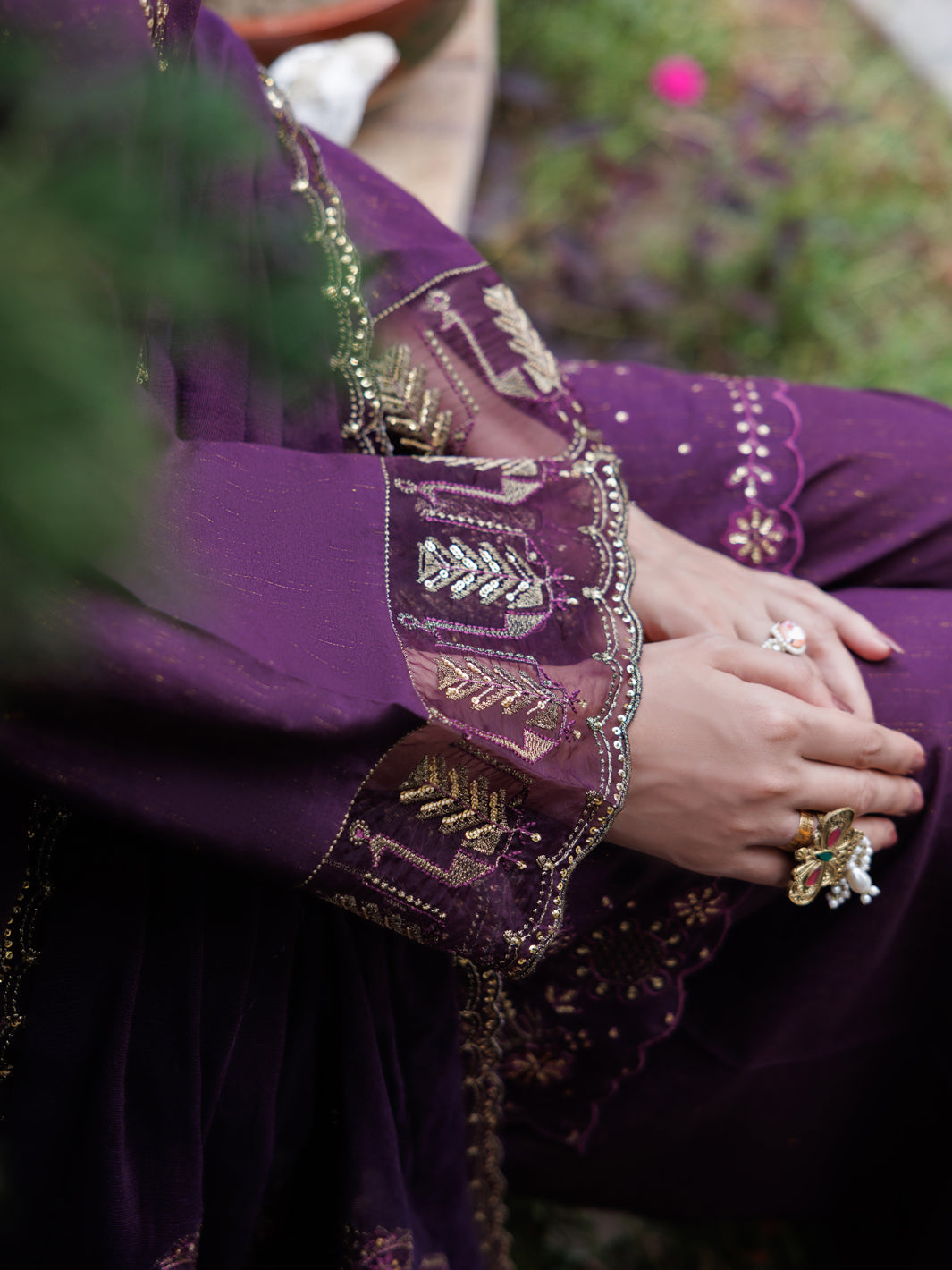 Purple Flamint Zari Formal 3Pc Stitched - AL-3PS-LS-689