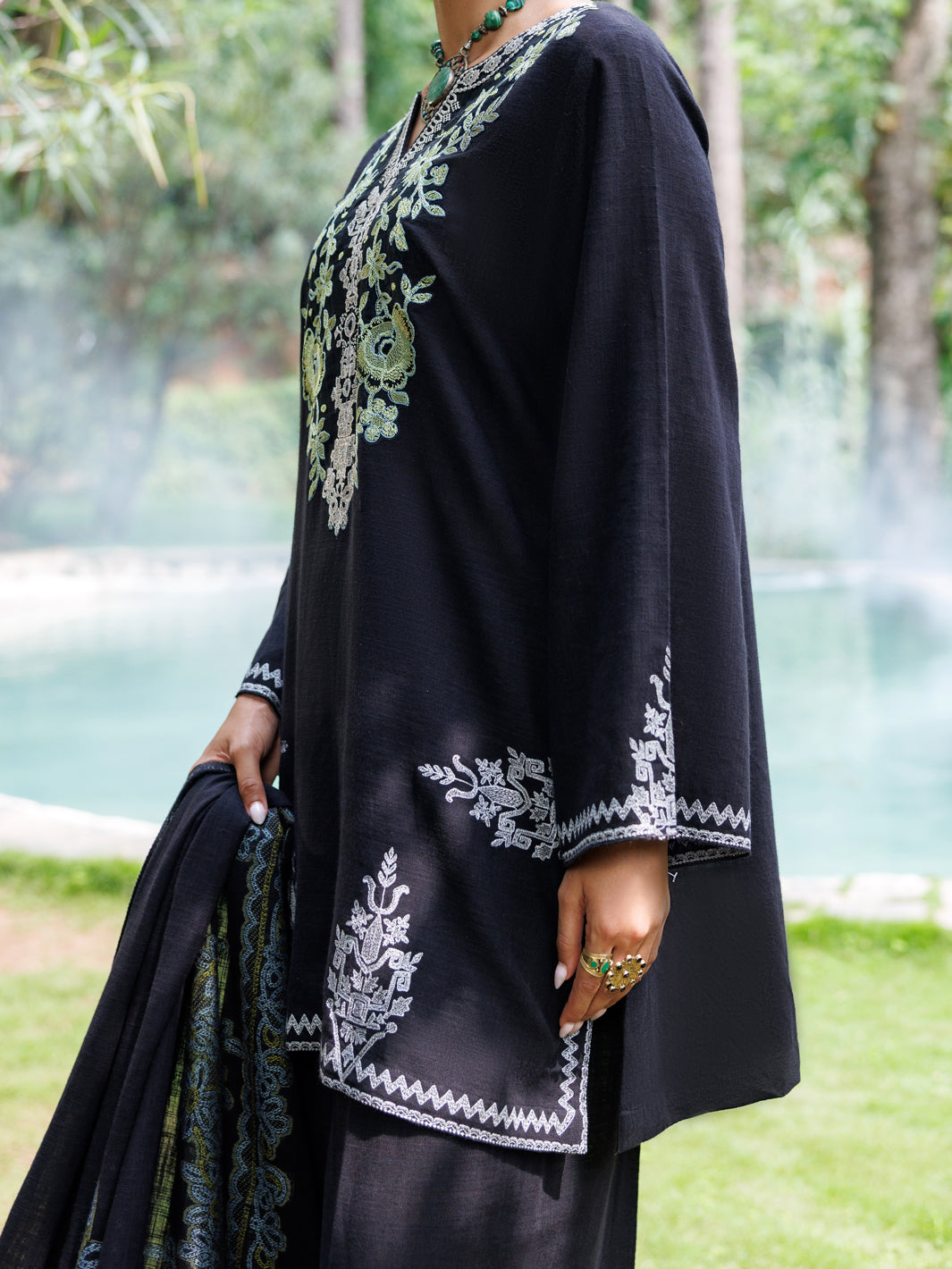 Black Crosshatch 3Pc Stitched - AWP-3PS-1018