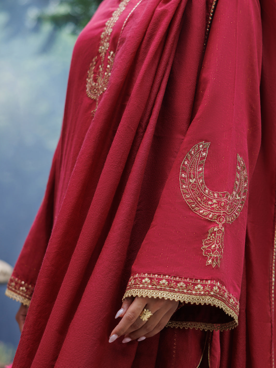 Maroon Flamint Zari Formal 3Pc Stitched - AL-3PS-LS-687