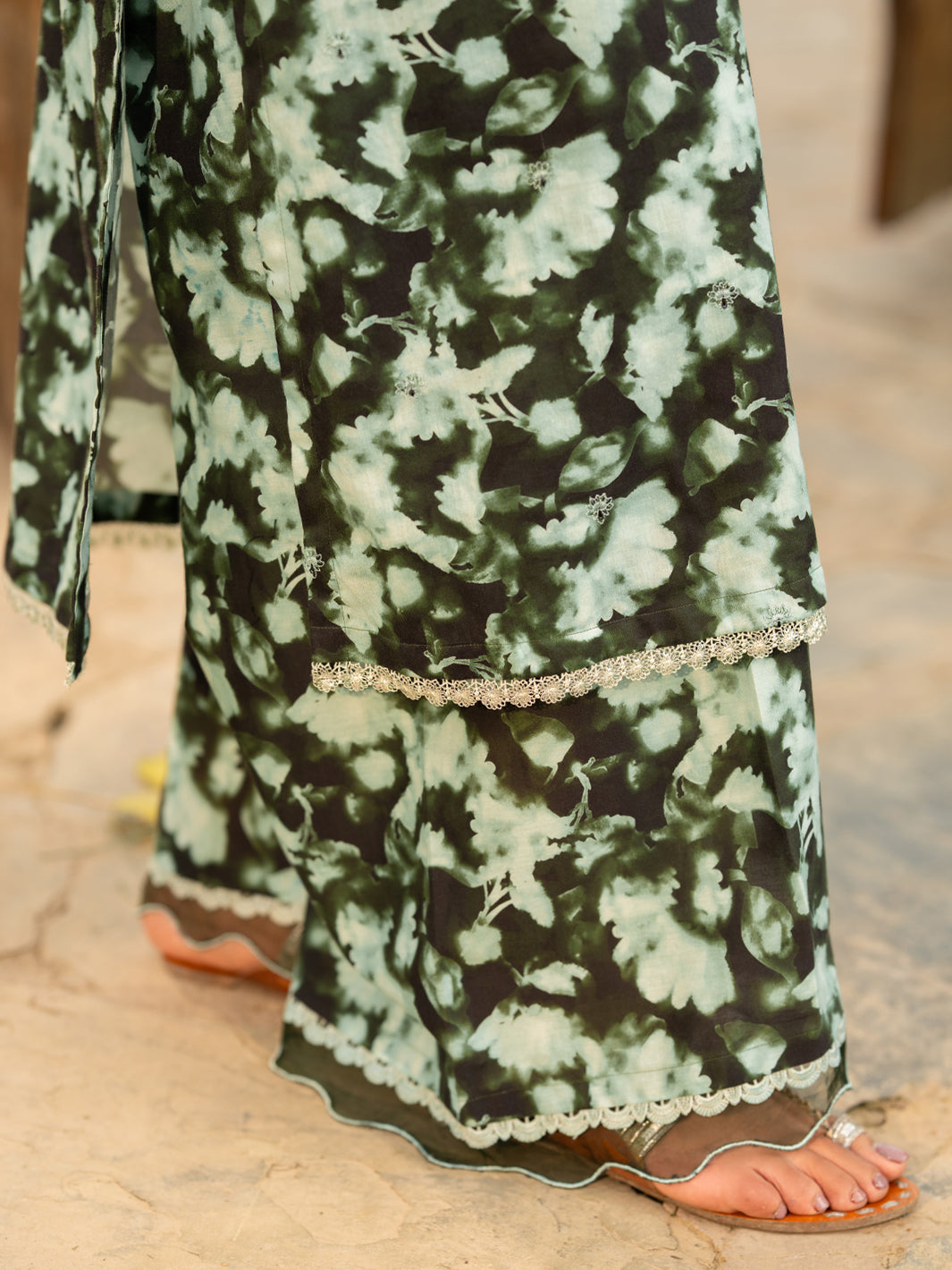 Green Cotton Cambric 3Pc Stitched - AWP-3PS-938