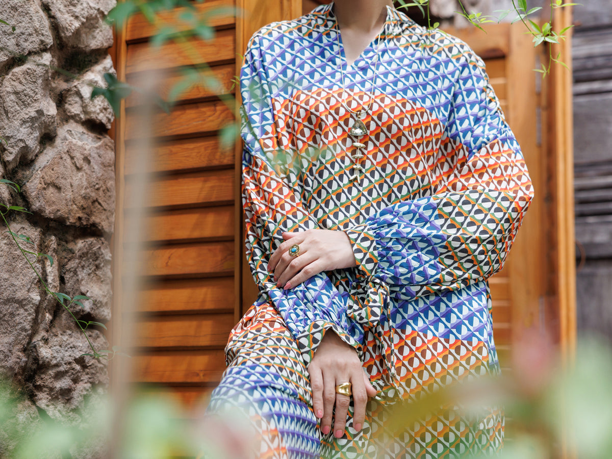 Multicolor Cambric Co-Ord Set - AWP-2PS-SLKS-1051