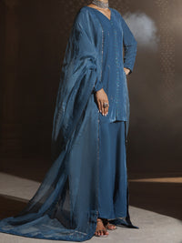 Teal Velvet Formal 3Pc Stitched - AL-3PS-LS-661