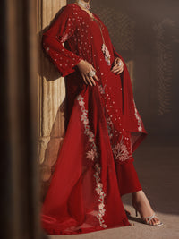 Red Velvet Formal 3Pc Stitched - AL-3PS-LS-660