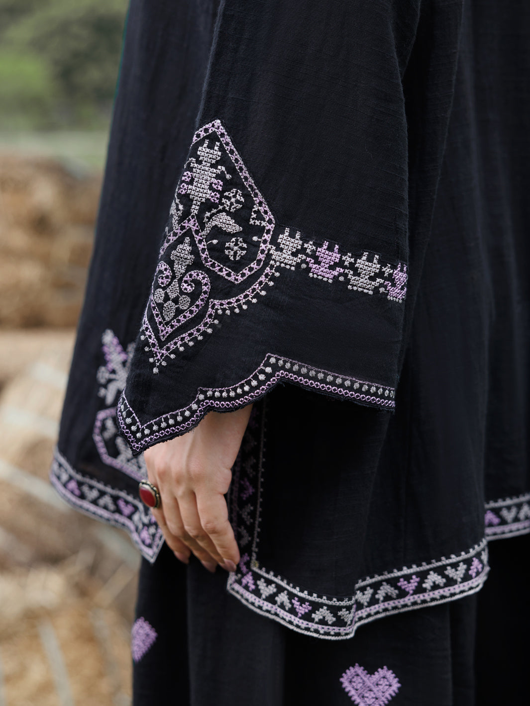 Black Cotton Slub 3Pc Stitched - AWP-3PS-972