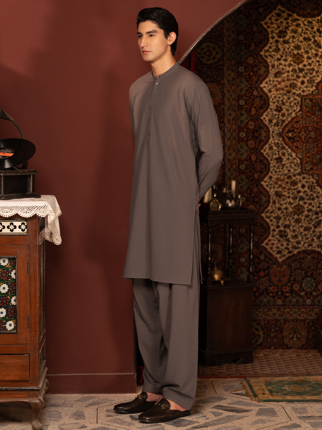 Olive Kameez Shalwar - additional pose