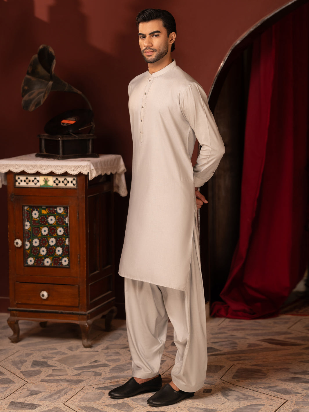 Pastel Green Kameez Shalwar - additional pose