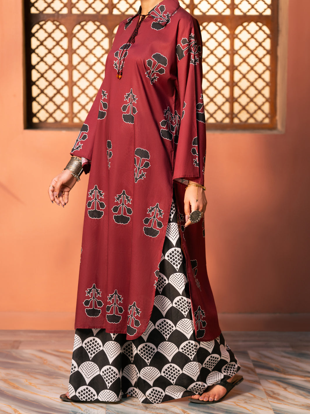 Maroon Cotton Cambric Kurti - AWP-SLK-1100