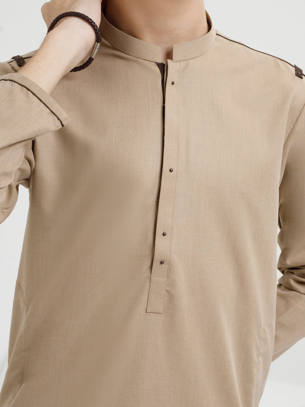 Khaki Blended Kurta - ALT-K-051