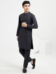 Charcoal Grey Blended Kurta Trouser - ALT-KT-055