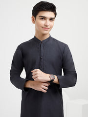 Charcoal Grey Blended Kurta Trouser - ALT-KT-055