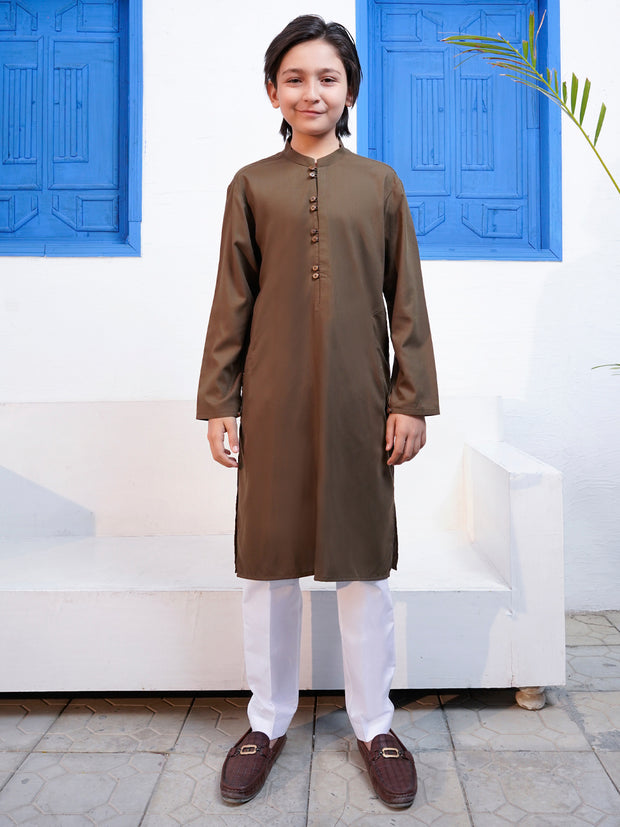 Olive Green Blended Kurta - ALT-K-055