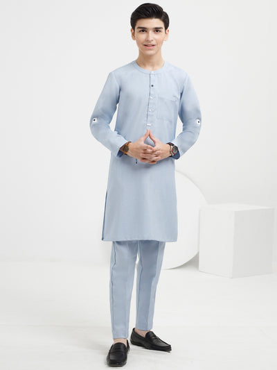 Light Blue Blended Kurta Trouser - ALT-KT-057