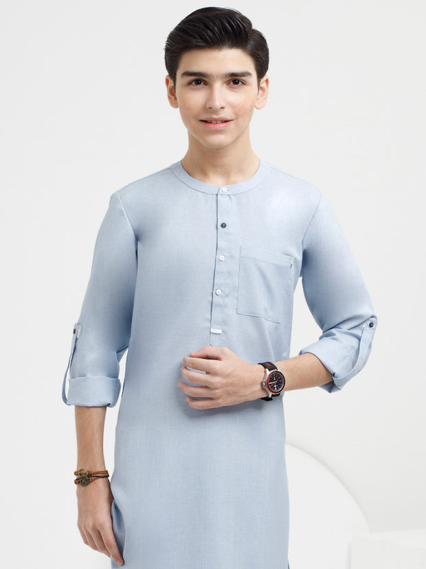 Light Blue Blended Kurta Trouser - ALT-KT-057