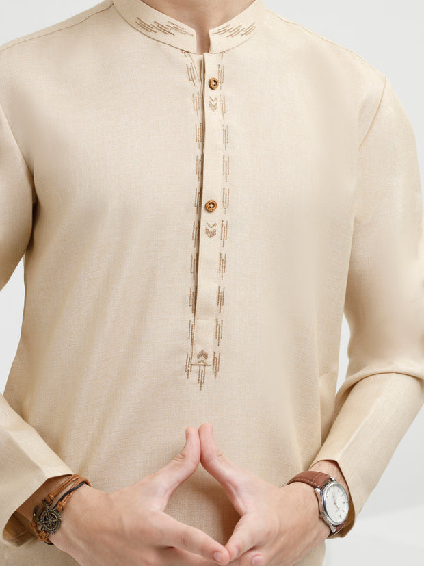 Beige Blended Kurta Trouser - ALT-KT-056