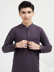 Dark Purple Blended Kurta Trouser - ALT-KT-058B