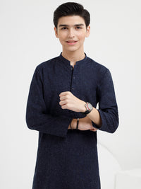 Dark Blue Blended Kurta Trouser - ALT-KT-064