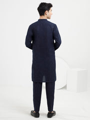 Dark Blue Blended Kurta Trouser - ALT-KT-064