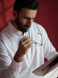 White Kameez Shalwar - ALWA-KS-736