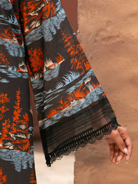Black Cotton Cambric 3Pc Stitched - AWP-3PS-931