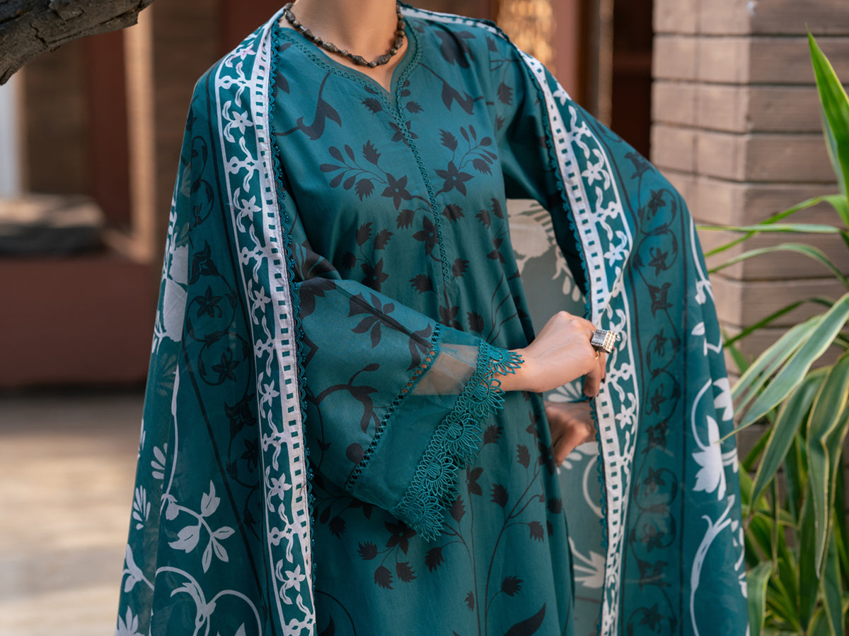 Teal Cotton 3Pc Stitched - AWP-3PS-929