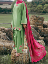 Parrot Green Cotton Slub Stitched 3Pc - AWP-3PS-970