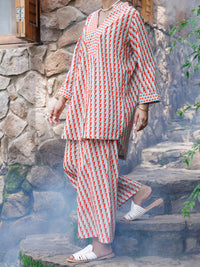Red Cotton Co-Ord Set - AWP-2PS-SLKS-1057