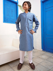 Denim Blue Blended Kurta Trouser - ALT-KT-065