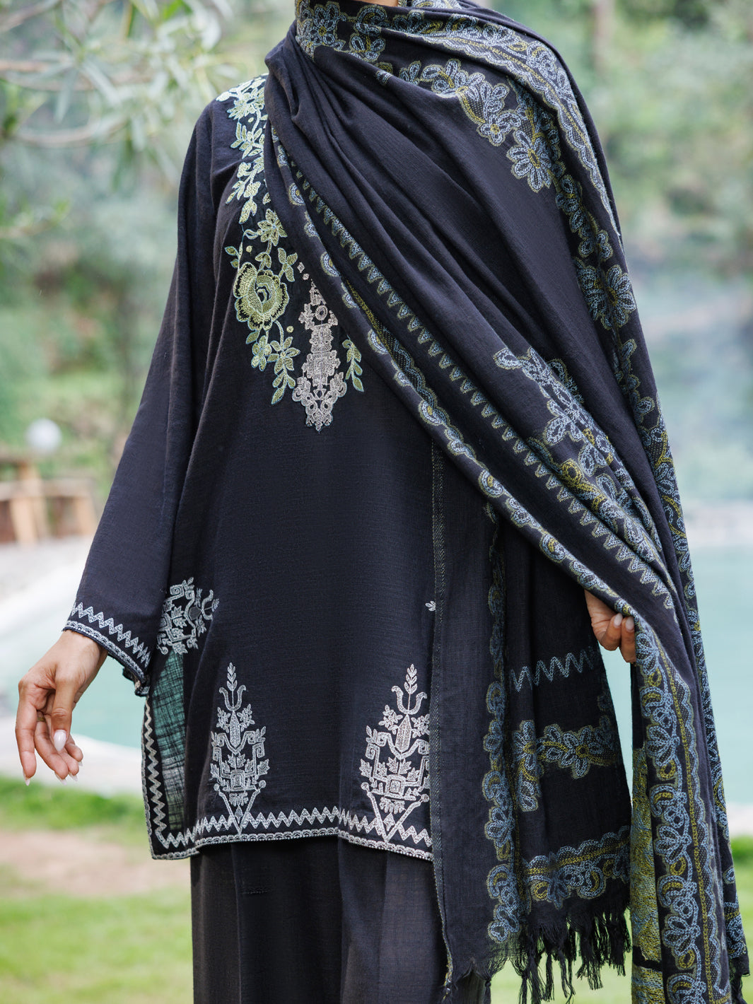 Black Crosshatch 3Pc Stitched - AWP-3PS-1018