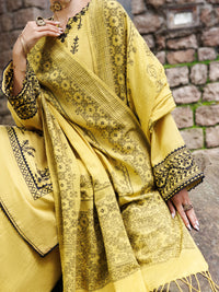 Yellow Crosshatch 3Pc Stitched - AWP-3PS-1019