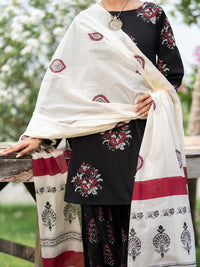 Black Cotton Cambric 3Pc Stitched - AWP-3PS-1032
