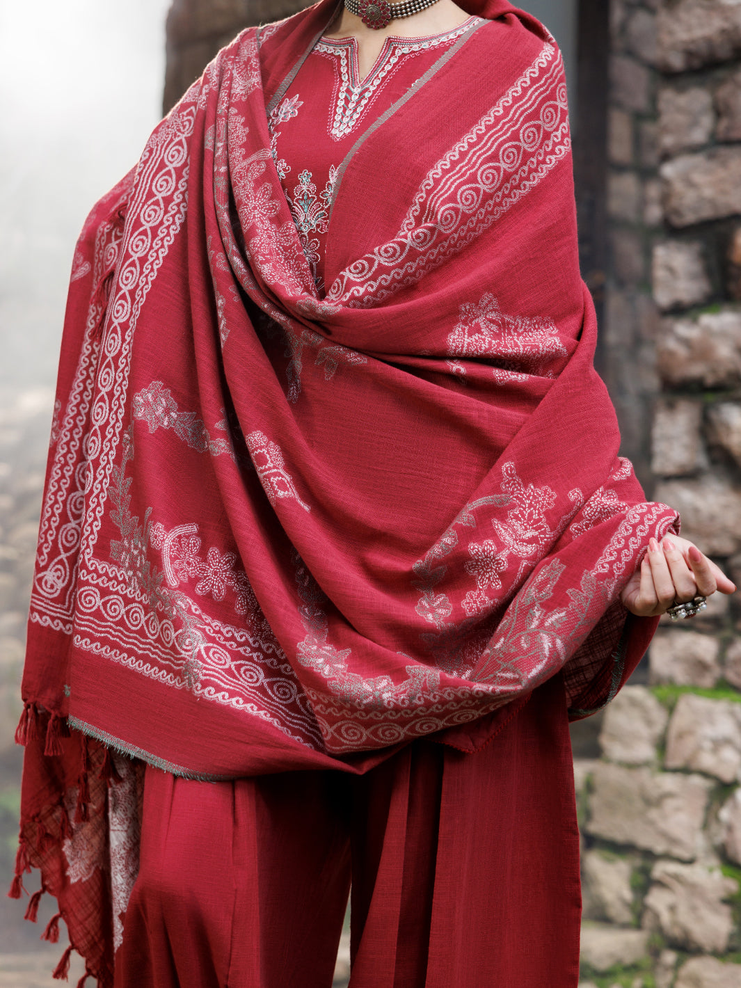 Pink Crosshatch 3Pc Stitched - AWP-3PS-1017