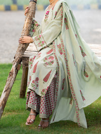 Light Green Cotton 3Pc Stitched - AWP-3PS-1034