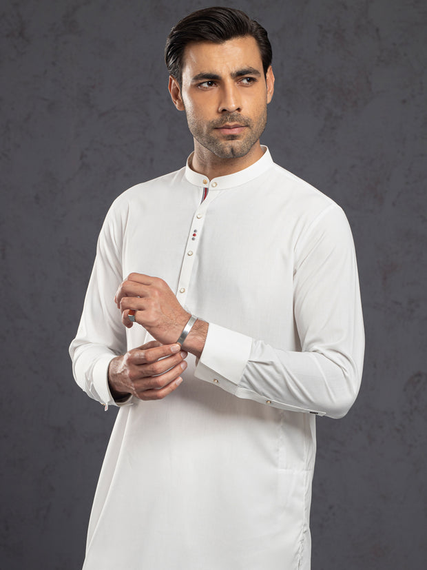 White Plain Kurta Trouser - ALET-KT-1001-R1