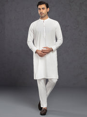 White Plain Kurta Trouser - ALET-KT-1001-R1