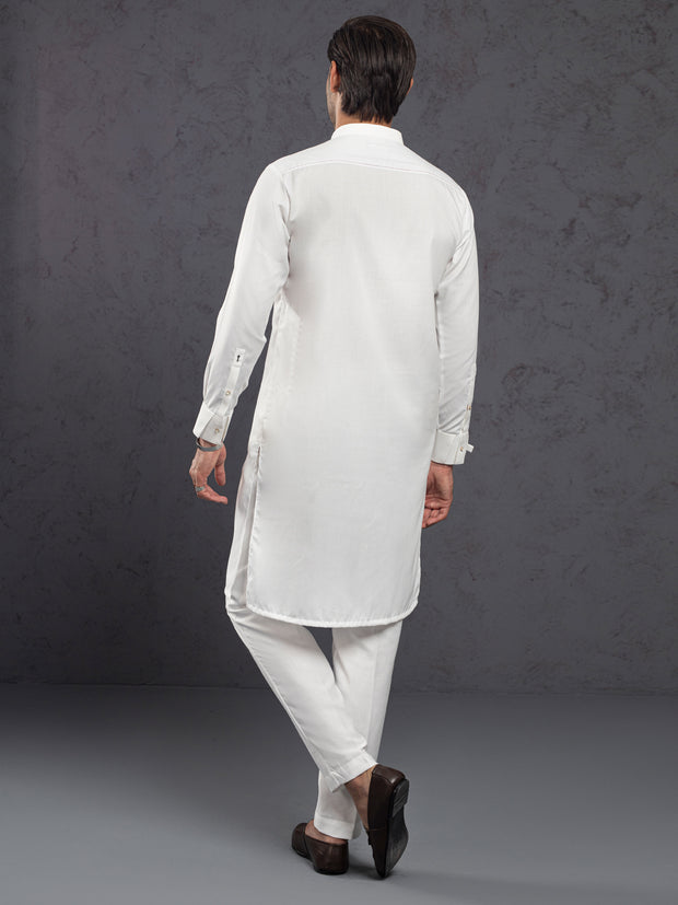 White Plain Kurta Trouser - ALET-KT-1001-R1