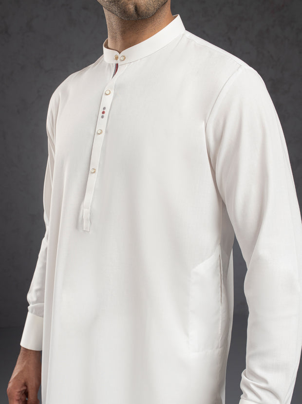 White Plain Kurta Trouser - ALET-KT-1001-R1