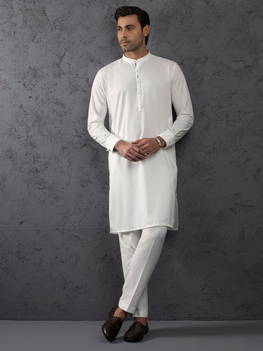White Plain Kurta Trouser - ALET-KT-1001-R2