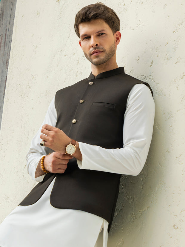 Dark Brown Blended Waistcoat - ALET-WC-1004