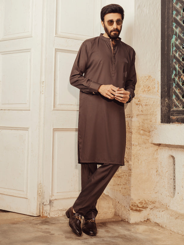 Brown Plain Kurta Trouser - ALET-KT-1005-R1