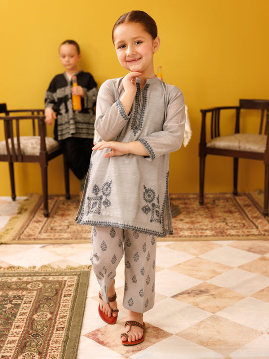 Grey Paper Cotton 2 Piece Stitched - ALGR-2PS-LKS-1016