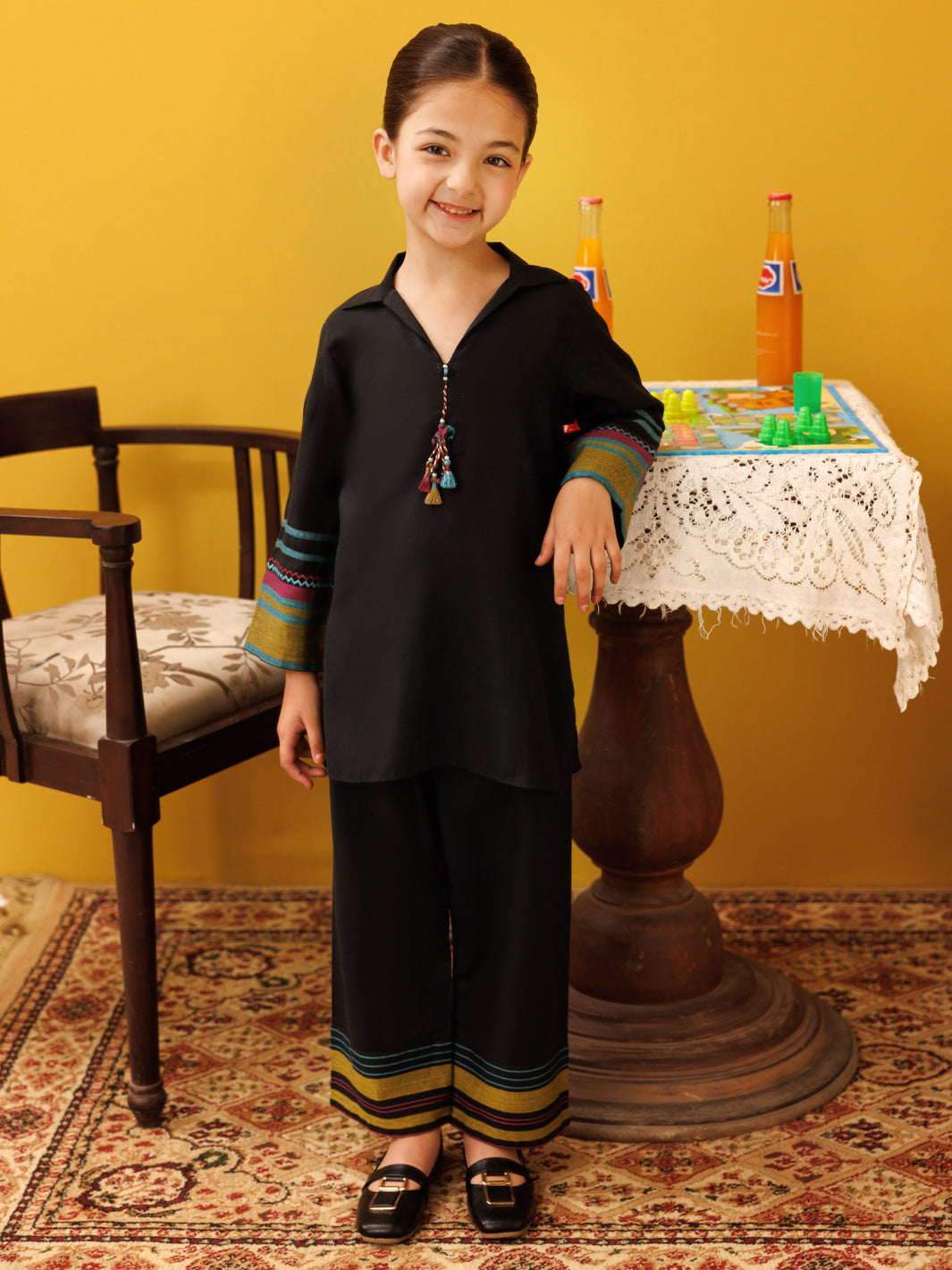 Black Yarn Dyed 2 Piece Stitched - ALGR-2PS-LKS-1017