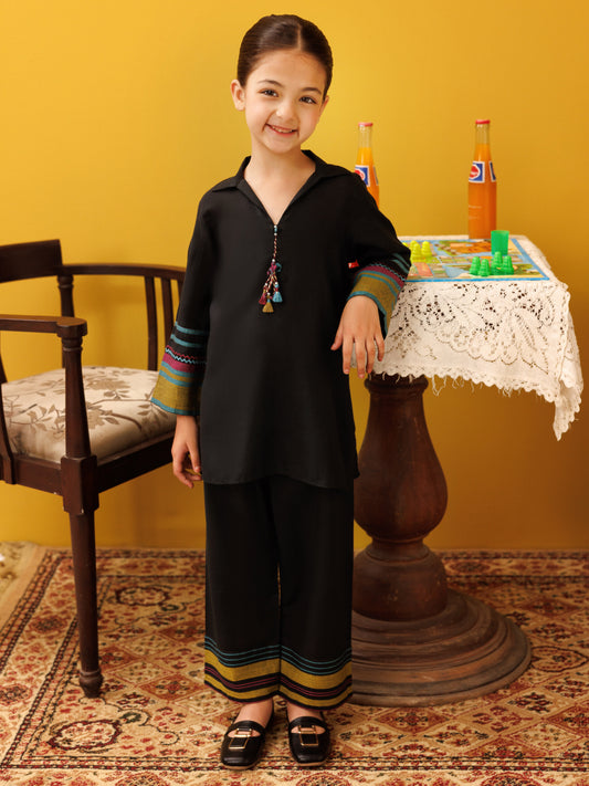 Black Yarn Dyed 2 Piece Stitched - ALGR-2PS-LKS-1017