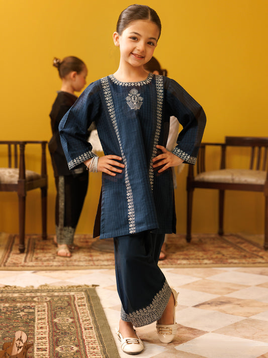 Blue Cotton Striped 2 Piece Stitched - ALGR-2PS-LKS-1018