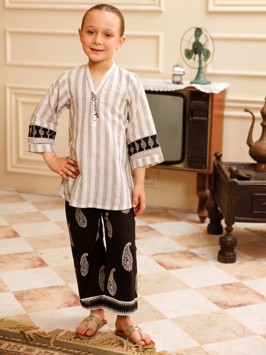 Black & White Cotton 2 Piece Stitched - ALGR-2PS-LKS-1020