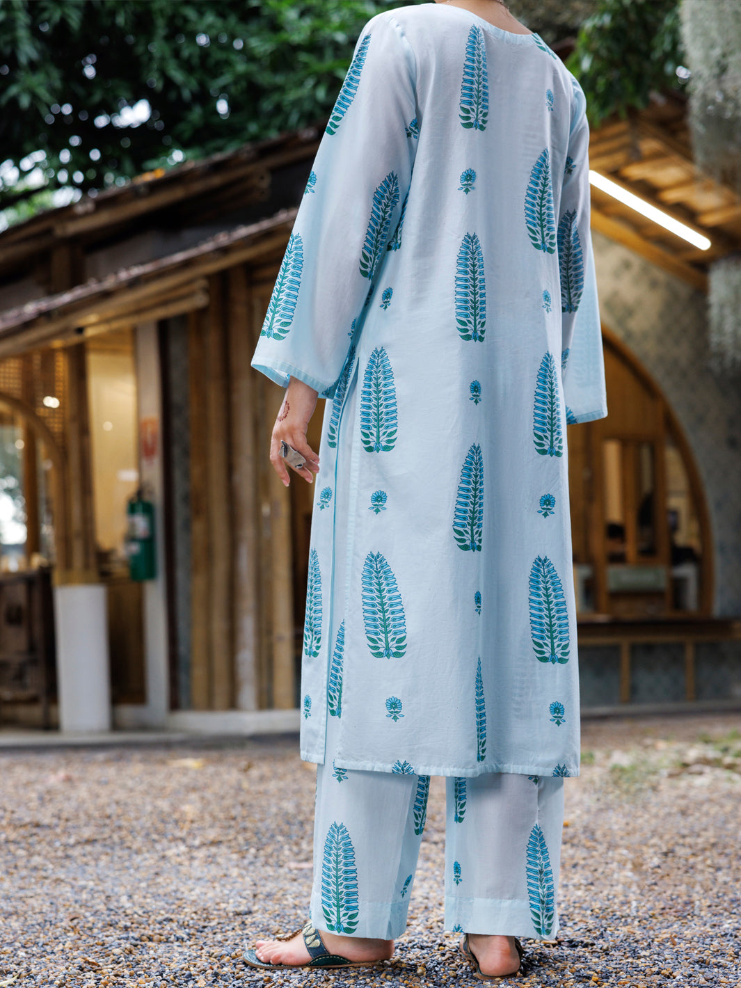 Sky Blue Cotton Dobby Square 2Pc Stitched - AL-2PS-LKS-1023