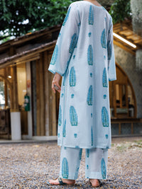 Sky Blue Cotton Dobby Square 2Pc Stitched - AL-2PS-LKS-1023