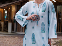 Sky Blue Cotton Dobby Square 2Pc Stitched - AL-2PS-LKS-1023