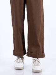 Dark Brown Cambric Girl Trousers - ALT-T-1026