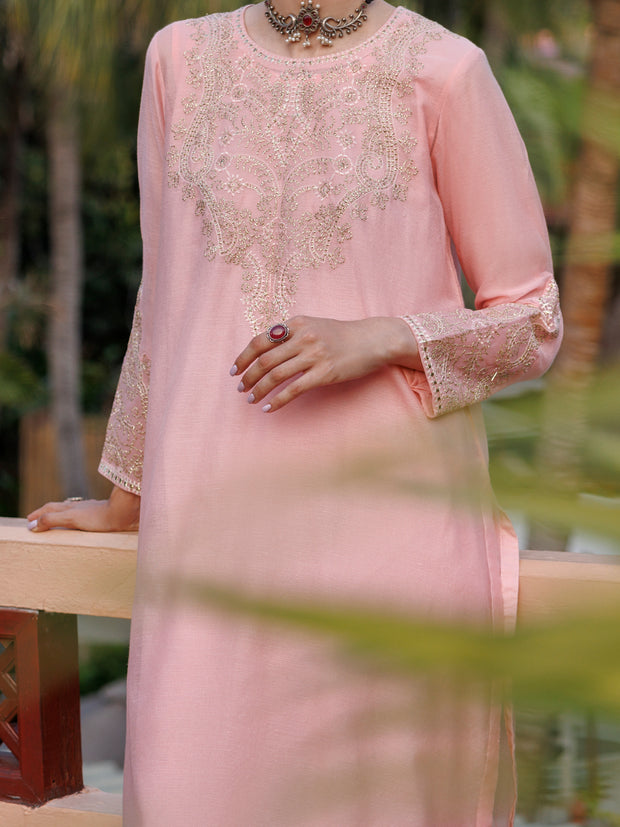 Pink Khaddi Net Tunic - AL-LK-1034